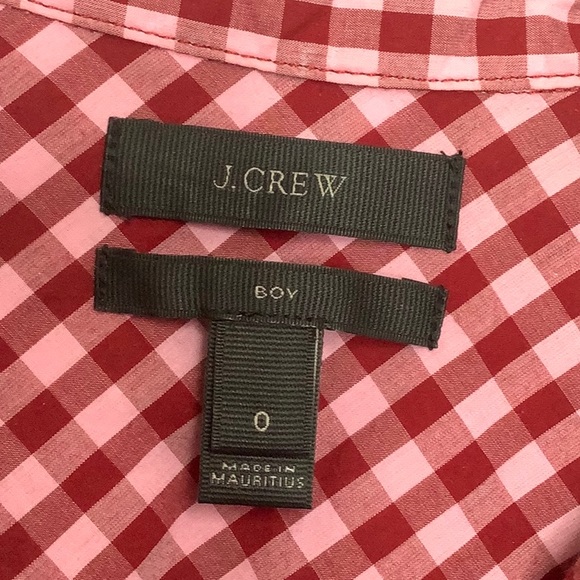 J. Crew Boy Fit Gingham Button Down Shirt Size 0 Peter Pan Collar - Picture 13 of 15